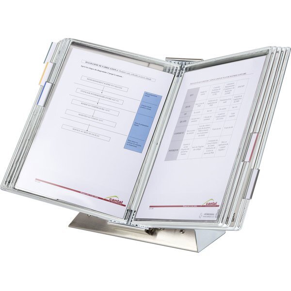 Antimicrobial Desktop Unit, SS Base/Mount Plate, 10 Pockets, White, Tarifold, Mfr#: DA221SS